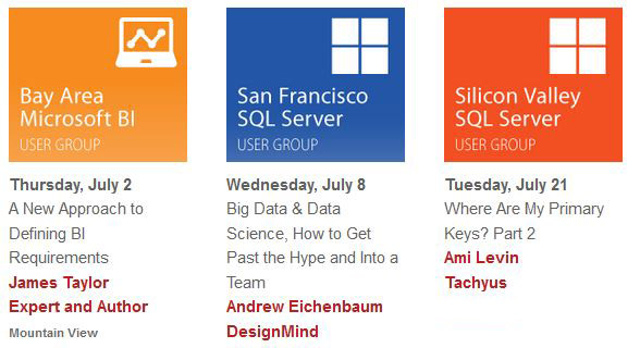 July 2015 Silicon Valley SQL Server BI Meetings