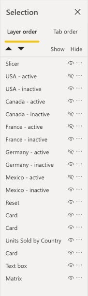 Selection pane