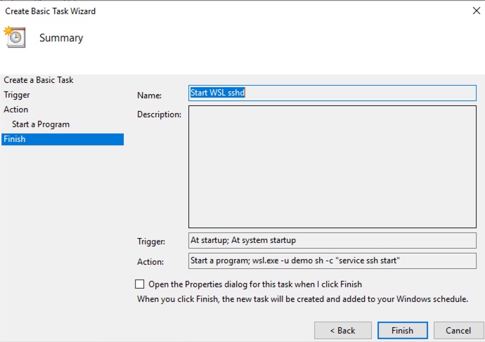 Scheduled Task for OpenSSH Server